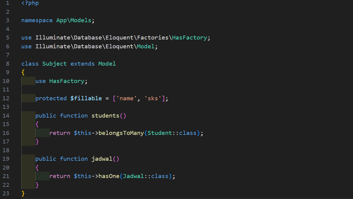 Model Subject.php